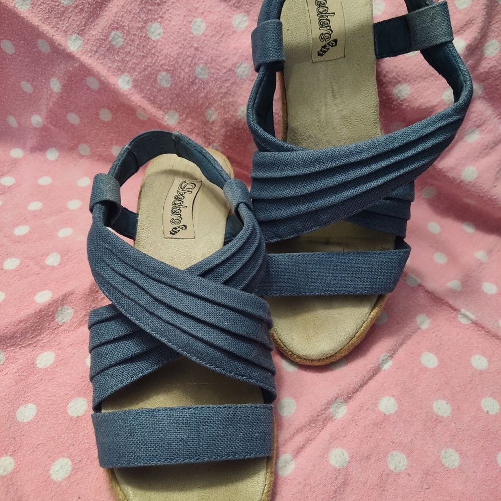 Vintage Sketcher's Cali Blue Denim Sandals Sz 8